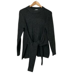 Zara Charcoal Gray Tie Waist Sweater